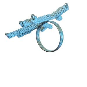 Coastal collection set of five Coral/ Pearl napkin rings